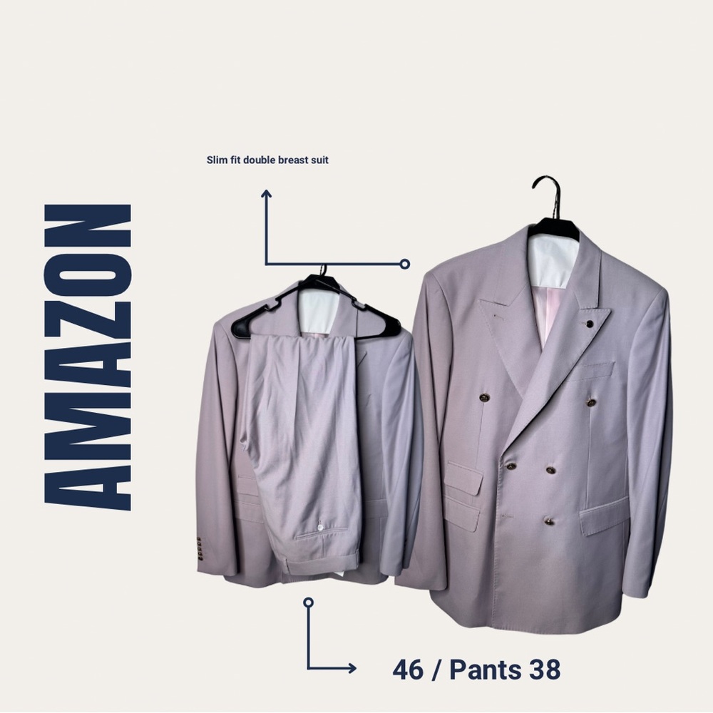Double Breasted Suit in Light Gray